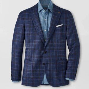 Mens PETER MILLAR Crown Crafted Wool Silk Linen Blend Sport Coat 42 Long New